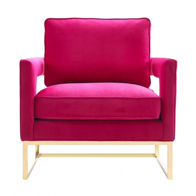 Pink velvet armchair with gold legs