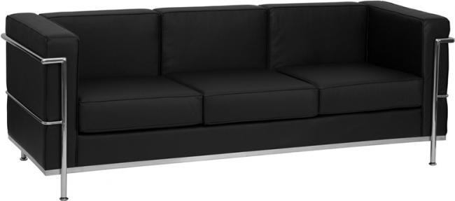 Black modern sofa with metal frame