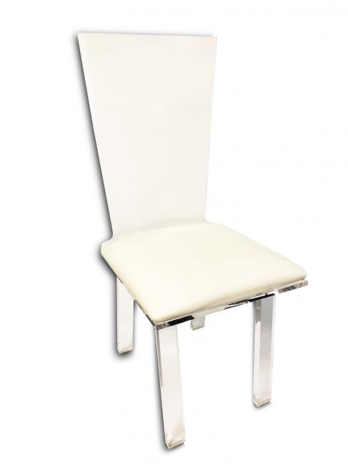 White modern chair with transparent legs