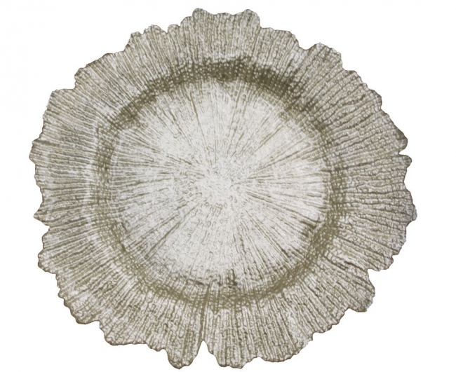 Textured round gray decorative plate