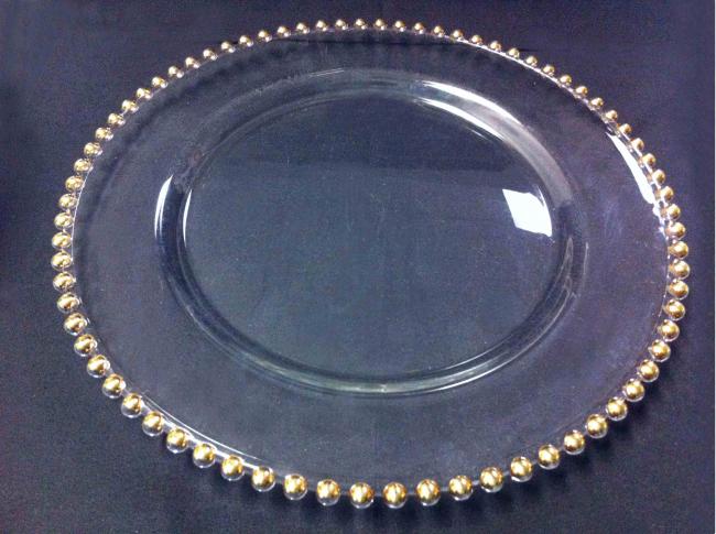 Elegant glass charger with gold accents