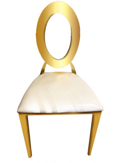 Elegant gold chair with white cushion