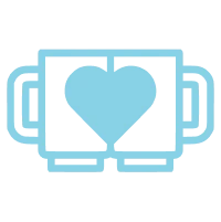 Blue mugs with heart design