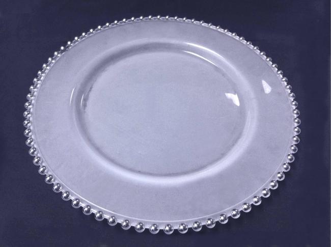 Transparent plate with decorative edge