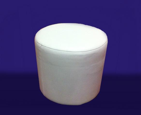 Cylindrical white stool on dark backdrop