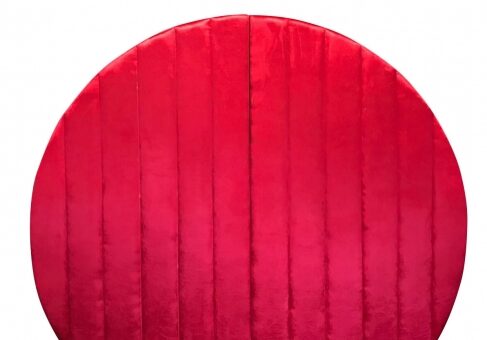 Plush red circular panel