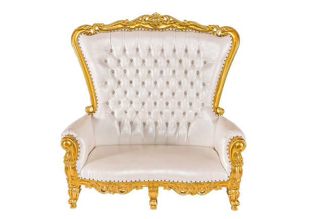 Elegant white and gold ornate chair