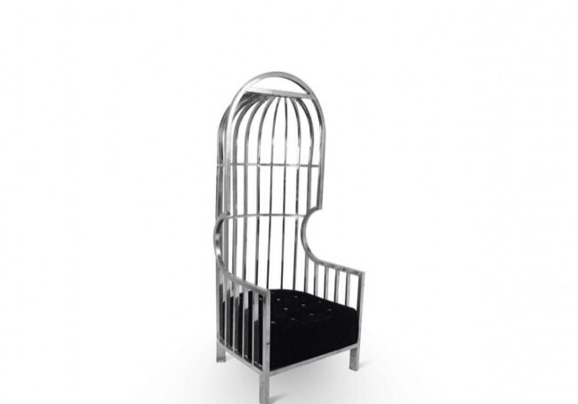 Unique metal chair with high back