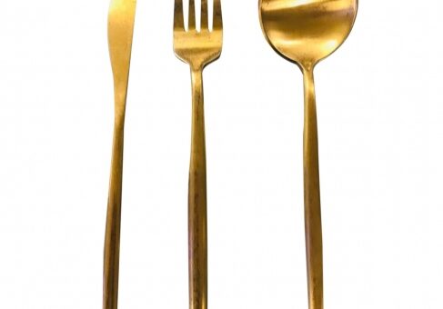 Shiny gold dining utensils set