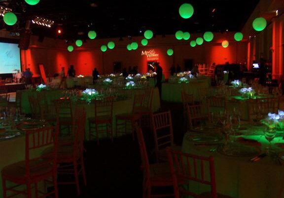 Elegant party with green and red lights