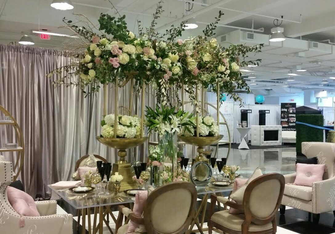 Elegant dining setup with floral centerpiece