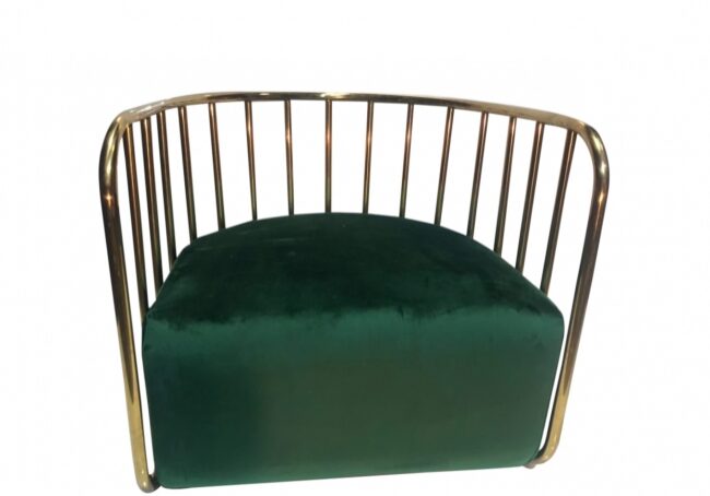 Modern green and gold accent chair.