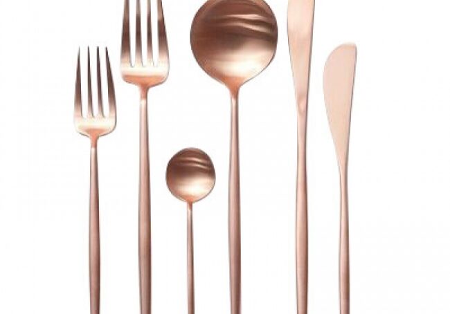 Stylish flatware including forks, spoons, knives