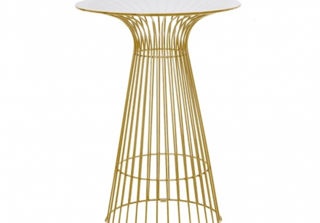 Stylish round table with metal base