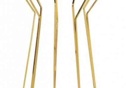 Modern glass table with gold metal legs