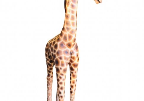 Tall giraffe sculpture with spots