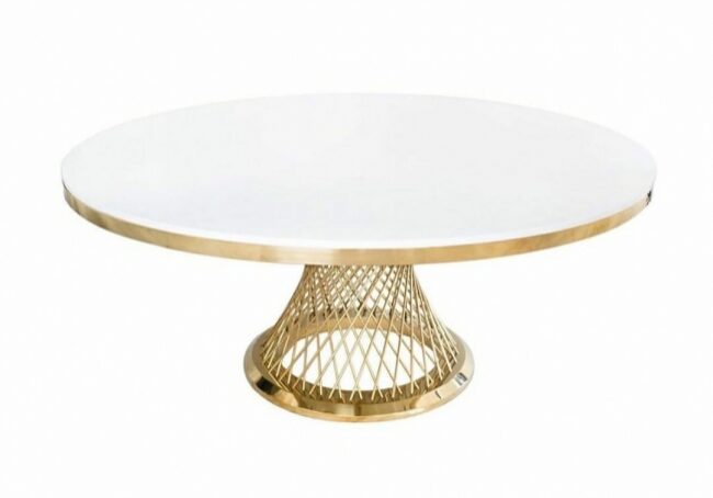 Modern round table with metal base