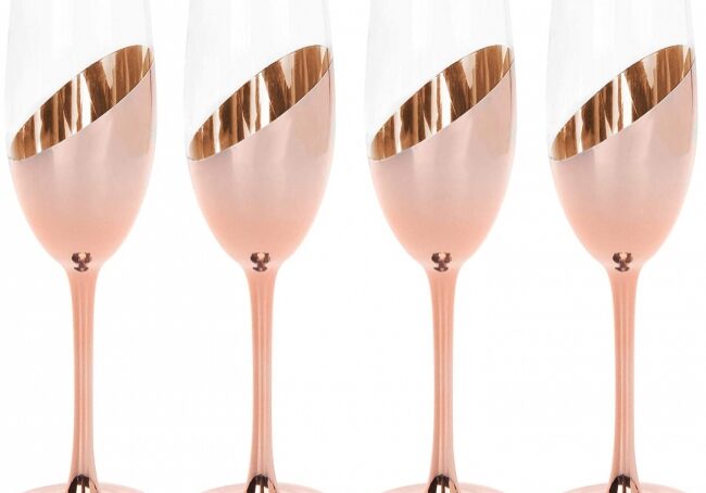 Elegant rose gold champagne flutes set