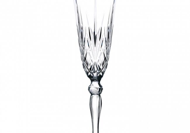 Crystal champagne flute with gold rim