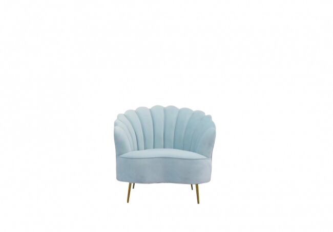 Blue scalloped chair with gold legs