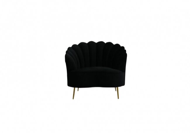 Modern scalloped back chair in black velvet