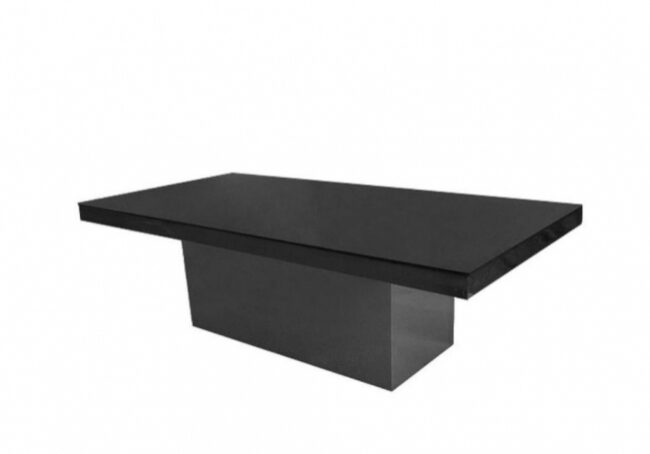 Sleek black table with pedestal base
