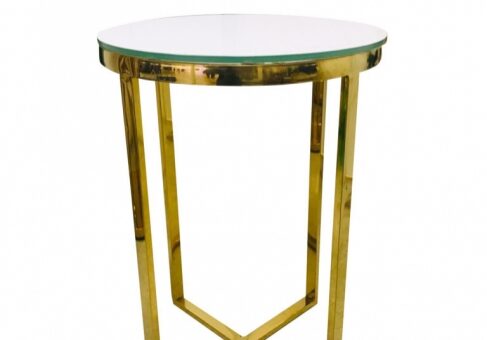 Modern round table with reflective surface
