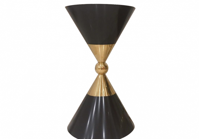 Contemporary decorative hourglass with gold accents