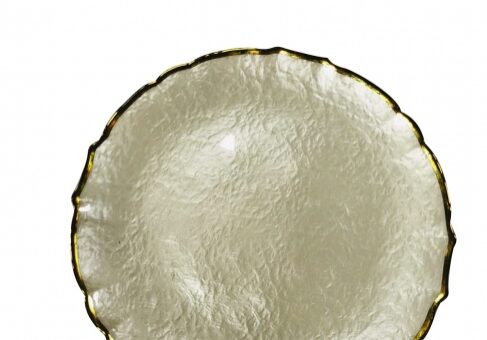 Decorative plate featuring gold-edged design