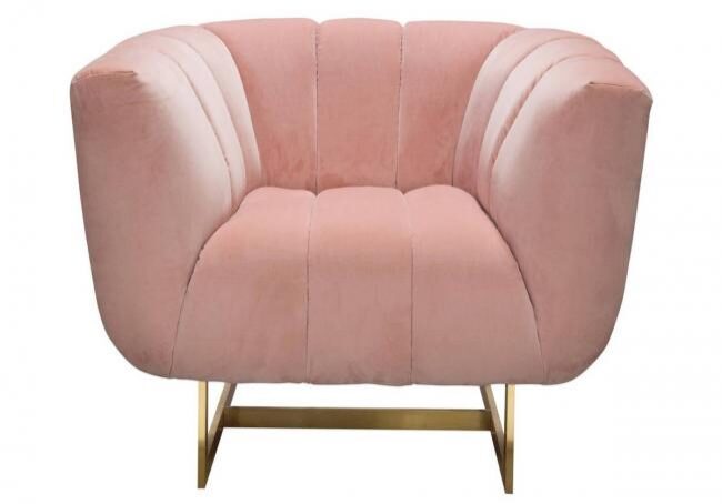 Elegant pink velvet lounge chair