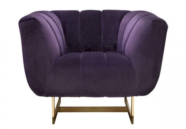 Purple velvet armchair with gold legs