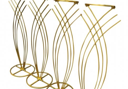 Gold metal stands with curved design