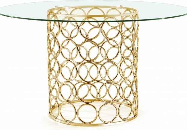Gold circular table with glass top