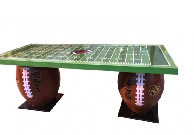 Football-themed table with field design