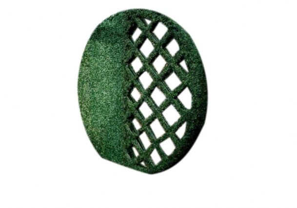 Textured green circle with cutouts