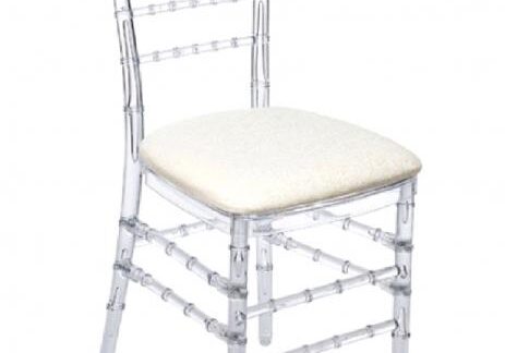 Clear acrylic chair with cushion