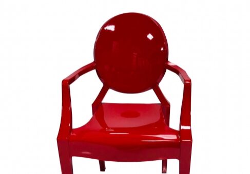 Glossy red plastic chair design