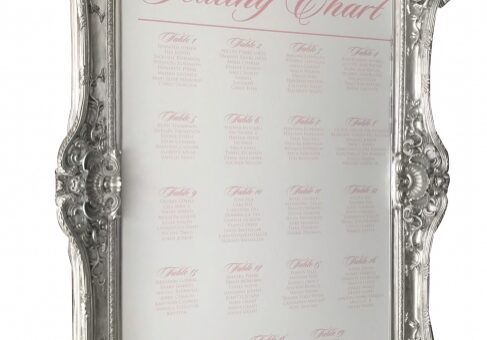Elegant seating chart in ornate frame