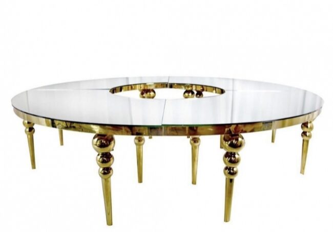 Elegant glass table with circular design