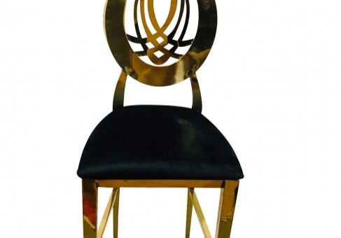 Gold chair with black cushion