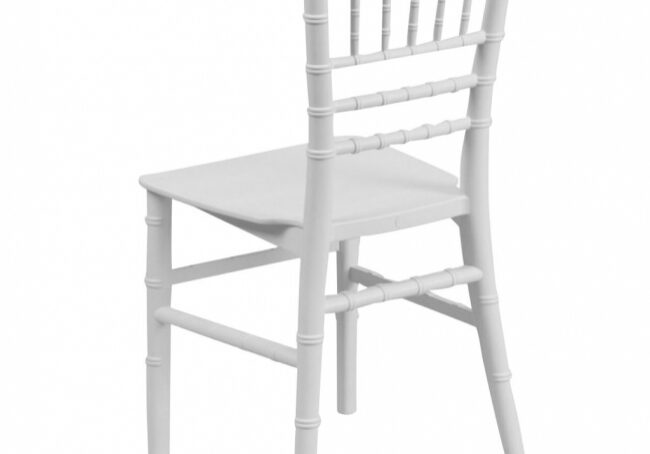 Elegant white event chair, side view
