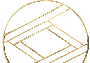 Gold geometric circle sculpture