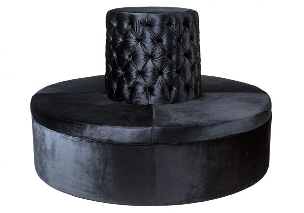 Elegant black upholstered ottoman