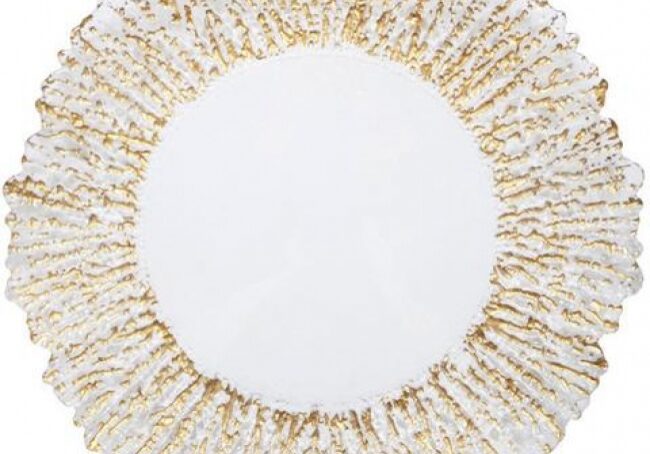 White plate with gold decorative rim