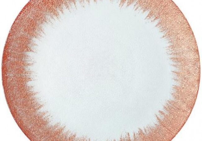 Artistic plate with white center and rim.