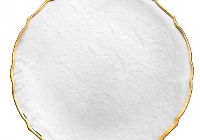 Elegant white plate with gold rim
