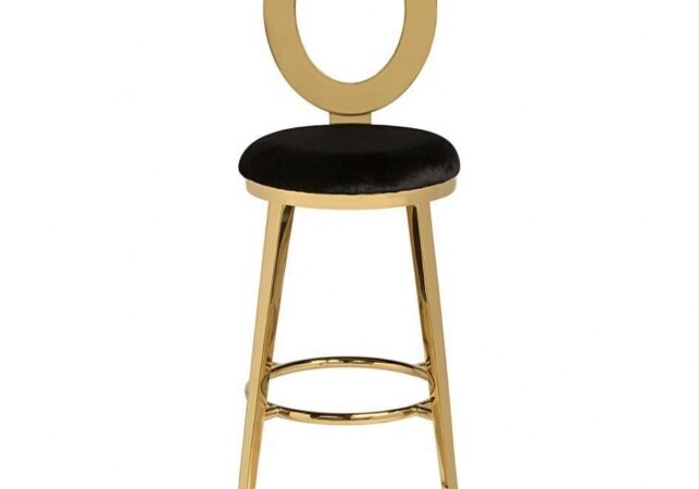 Gold bar stool with black seat