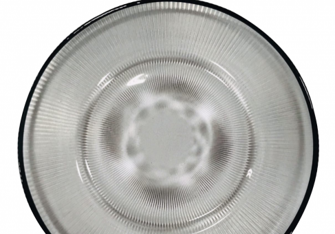 Overhead view of ribbed glass light cover
