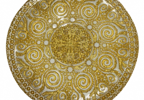 Elegant metallic design on decorative dish