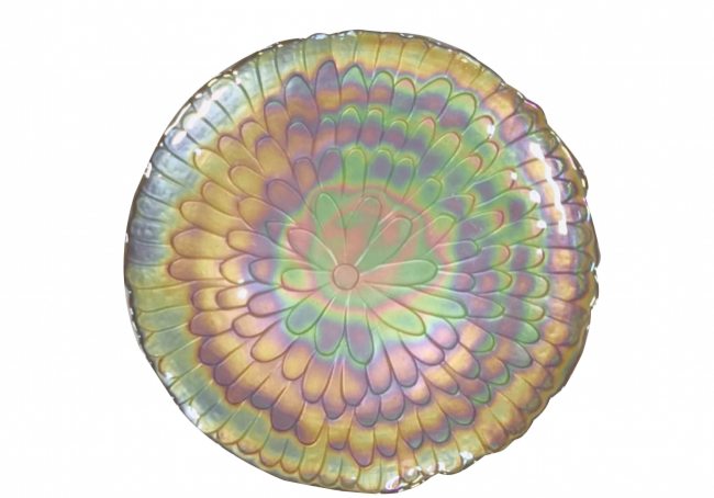 Colorful iridescent glass plate design